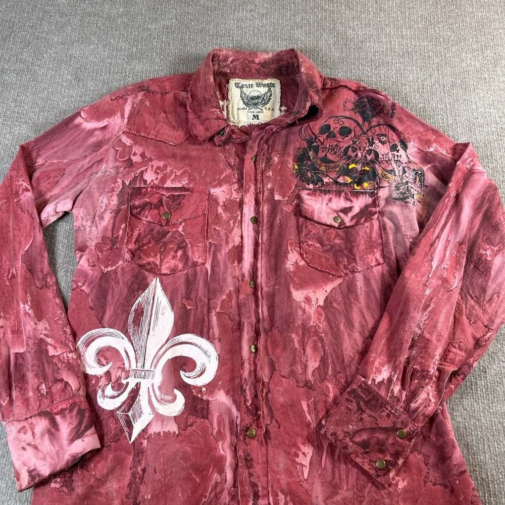Men's Casual Button Down Shirt - Red